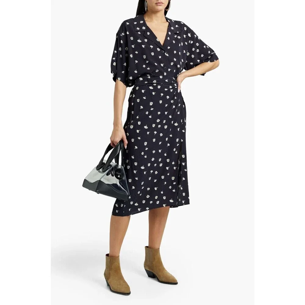 Rag and Bone women's 8 black amber floral-print jacquard midi skirt NWT dressy